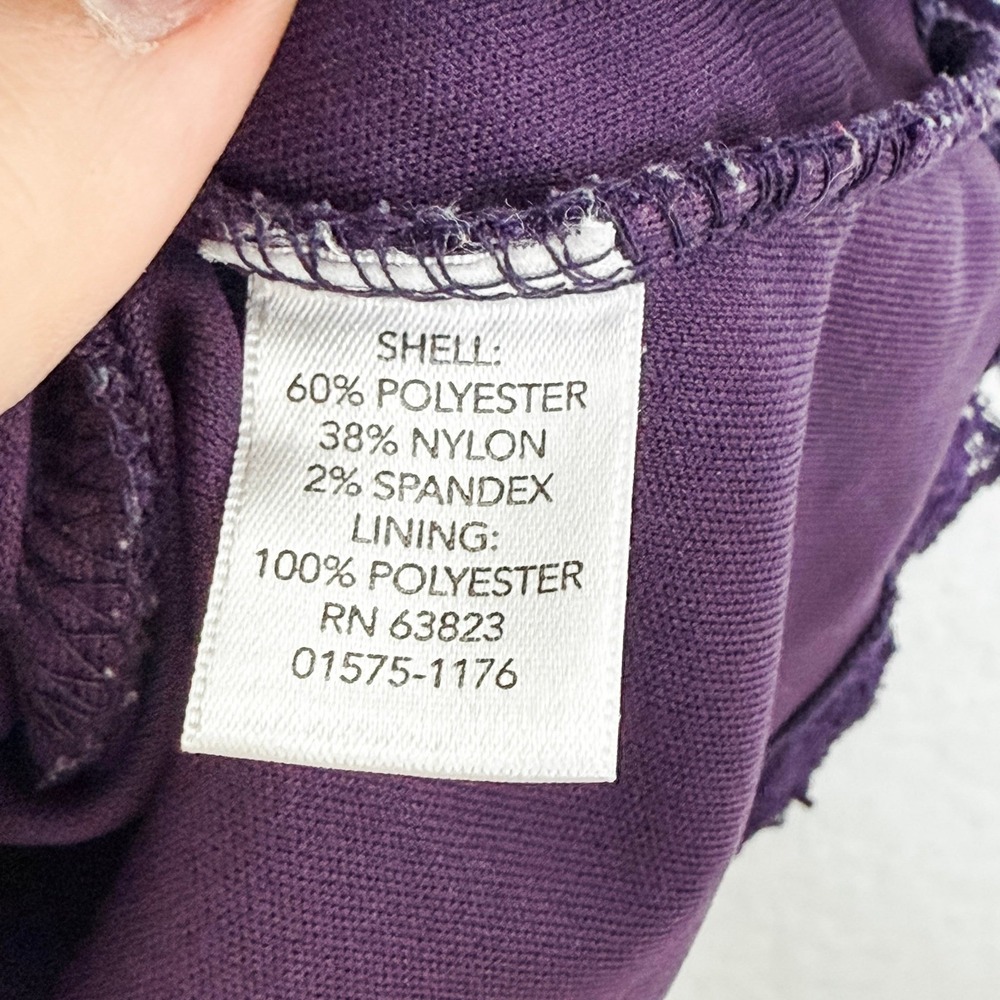 Womens Lace Top XL Petite Purple Scalloped Neck 3/4 Sleeve Romantic Classic - Picture 8 of 8